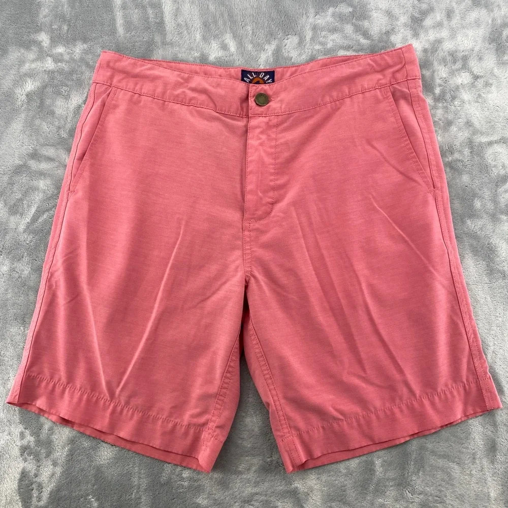 Faherty All Day Shorts Mens 32 Coral Pink Hybrid Board Shorts Quick Dry Stretch
